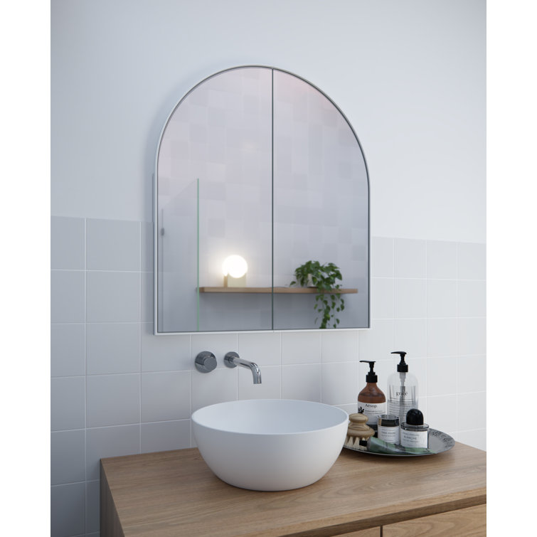 White Arch Shape Two Door Steel Medicine Cabinet