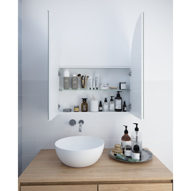 White Arch Shape Two Door Steel Medicine Cabinet