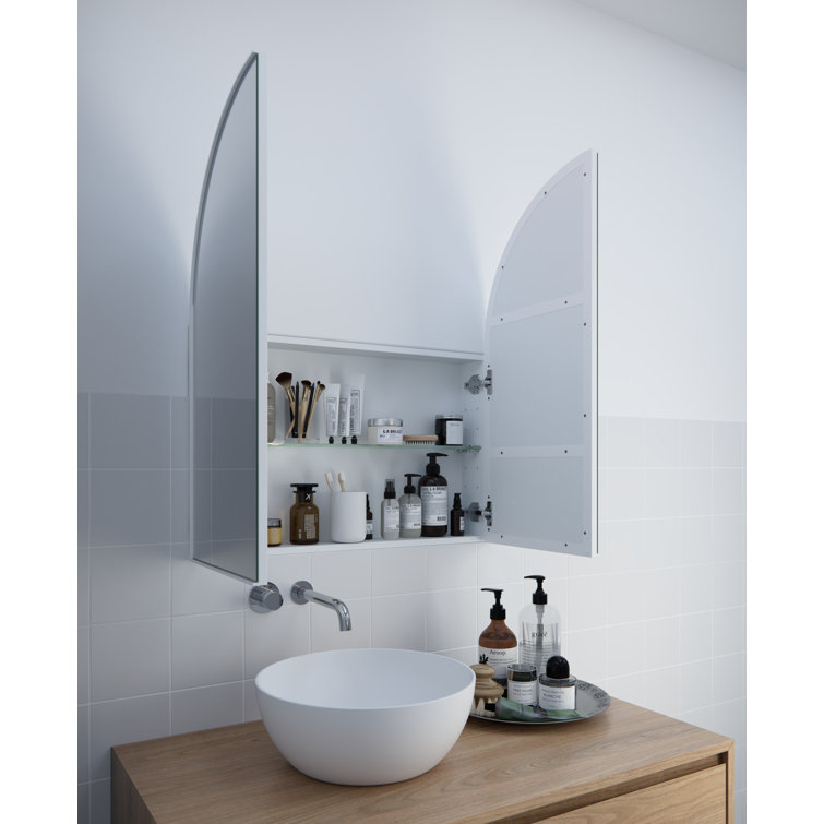 White Arch Shape Two Door Steel Medicine Cabinet