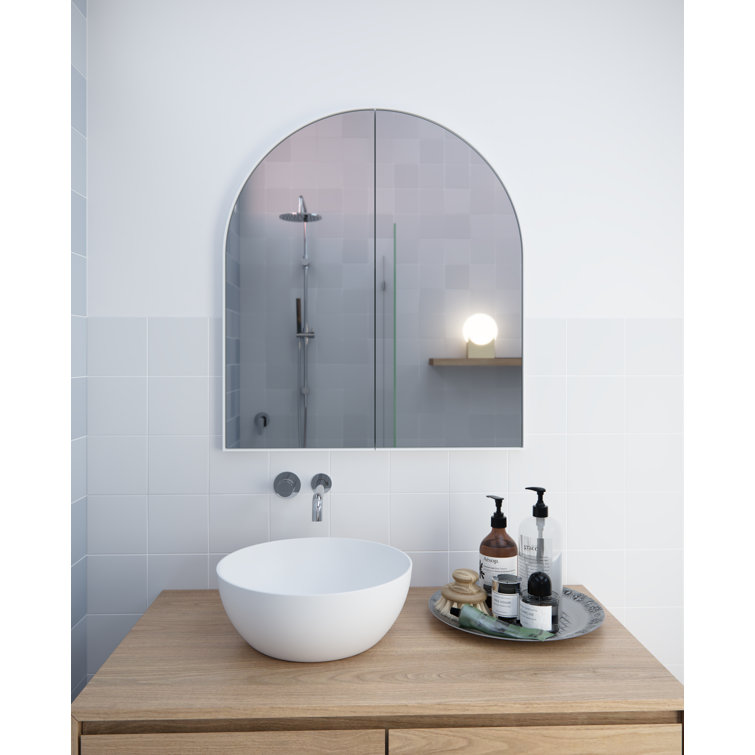 White Arch Shape Two Door Steel Medicine Cabinet