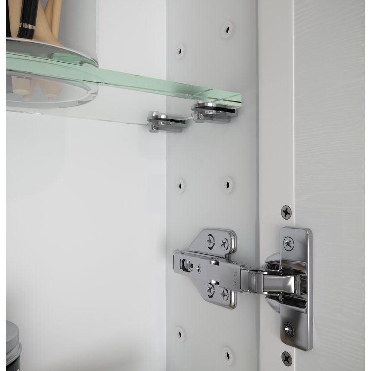 White Stainless Steel Recessed Medicine Cabinet with Adjustable Shelves