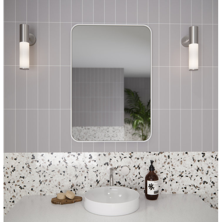 White Stainless Steel Recessed Medicine Cabinet with Adjustable Shelves