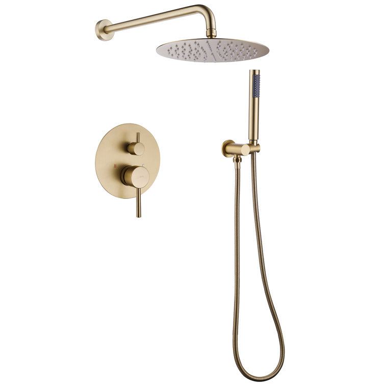 Brushed Gold Stainless Steel Rain Shower Faucet with Handheld Combo