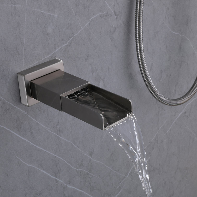 Brushed Nickel High Pressure Waterfall Spout Shower Kit