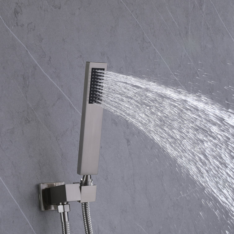 Brushed Nickel High Pressure Waterfall Spout Shower Kit