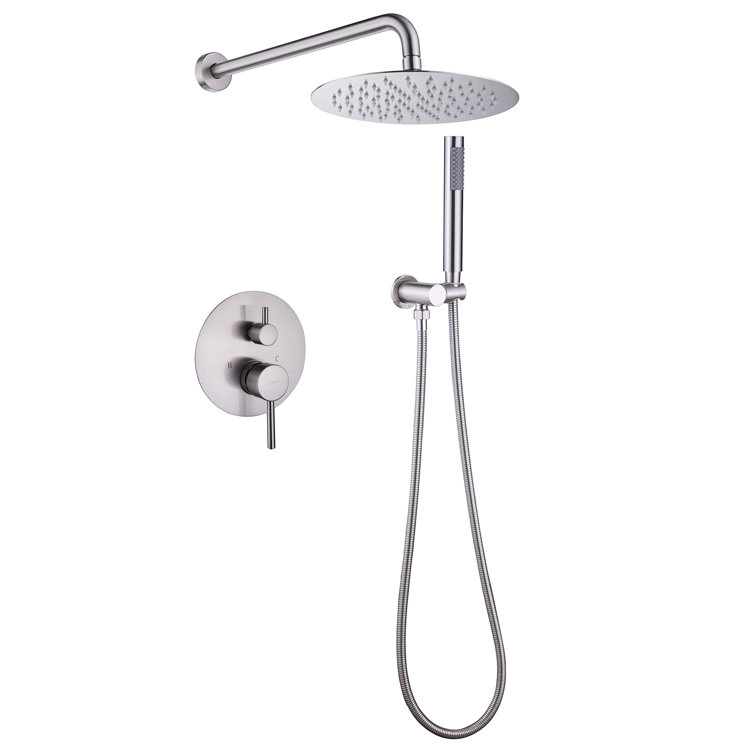 Large Brushed Nickel Rain Shower Faucet with Handheld