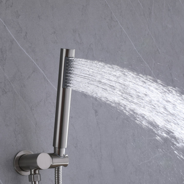 Large Brushed Nickel Rain Shower Faucet with Handheld
