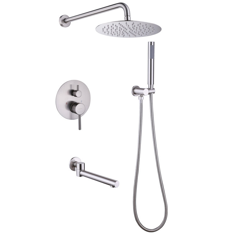 Brushed Nickel Wall Mounted Rain Shower Faucet Set