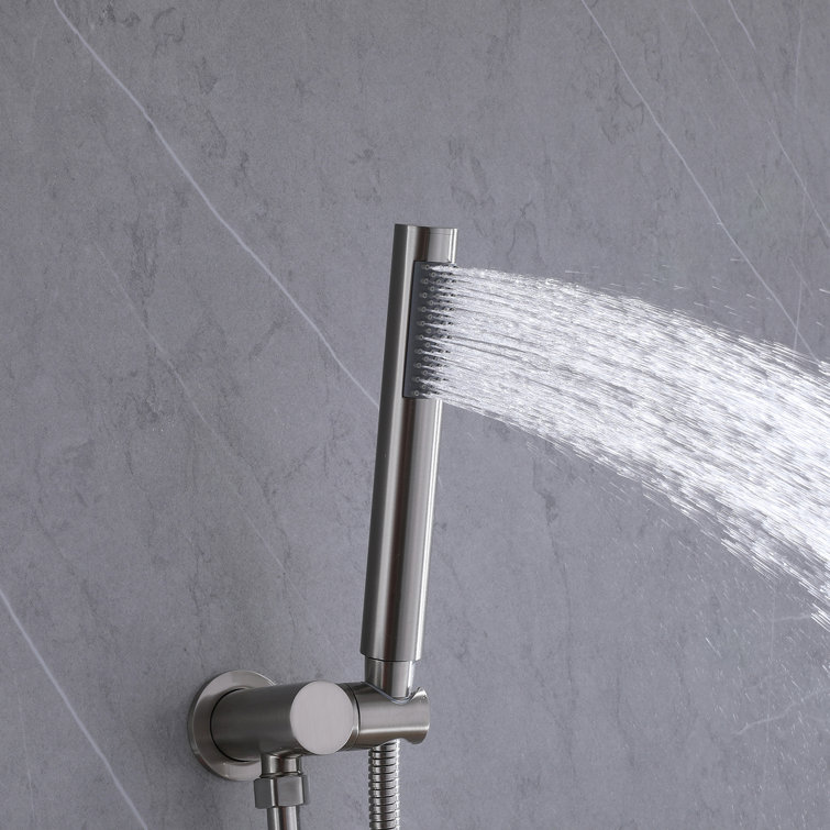 Brushed Nickel Wall Mounted Rain Shower Faucet Set