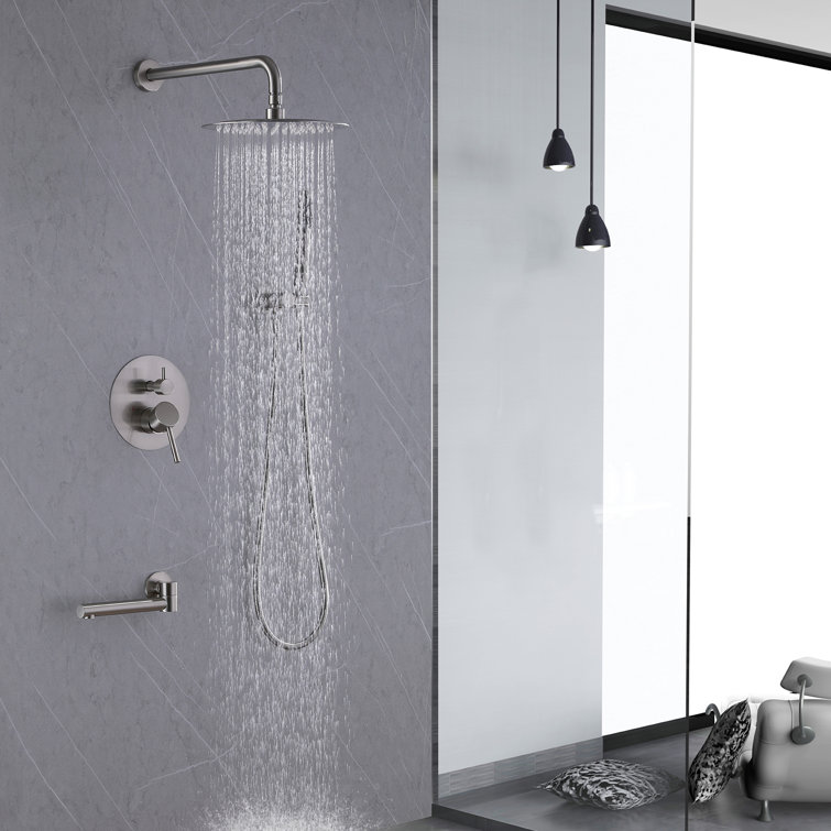 Brushed Nickel Wall Mounted Rain Shower Faucet Set