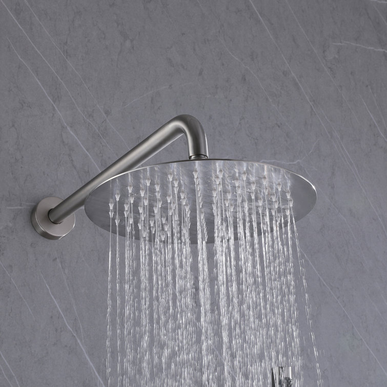 Brushed Nickel Wall Mounted Rain Shower Faucet Set