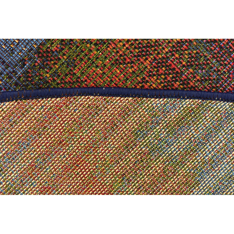 Vibrant Abstract Multi-Color 6' Square Outdoor Synthetic Rug