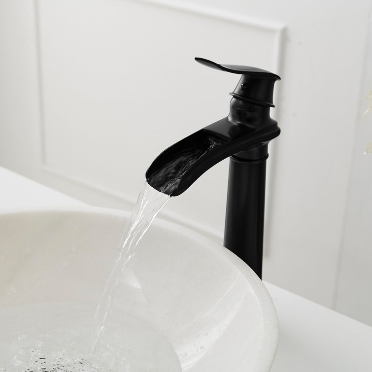 Matte Black Brass Vessel Sink Faucet with Pop-Up Drain