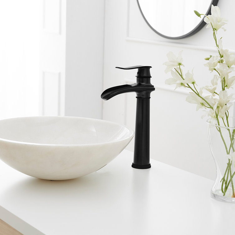 Matte Black Brass Vessel Sink Faucet with Pop-Up Drain