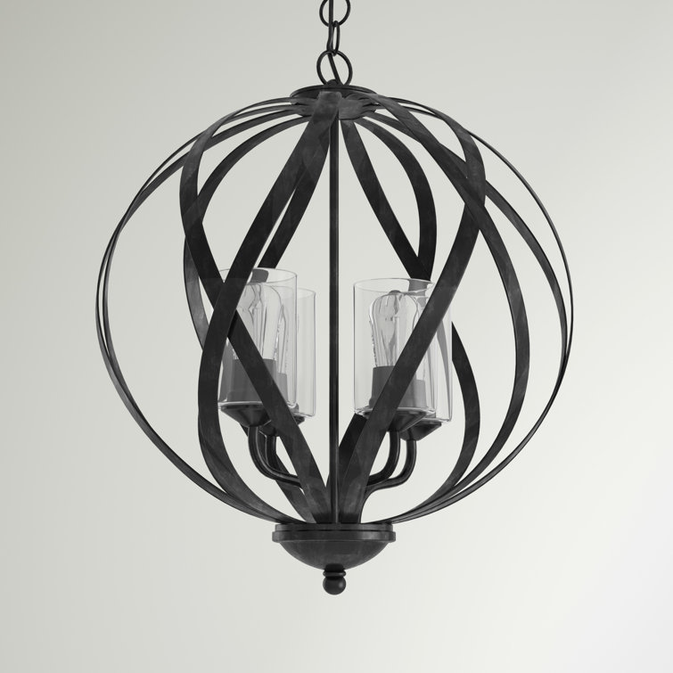 Midnight Bronze 4-Light Globe Chandelier with Clear Glass Shades