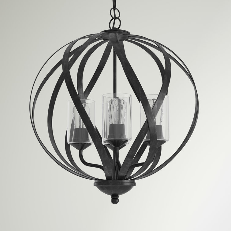 Midnight Bronze 4-Light Globe Chandelier with Clear Glass Shades