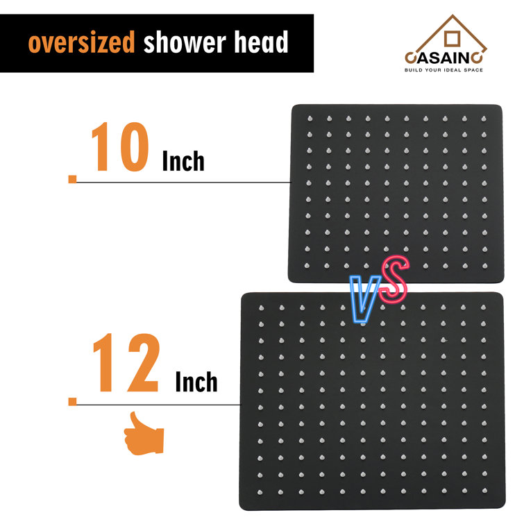 Matte Black Large Square Ceiling Mounted Dual Shower System