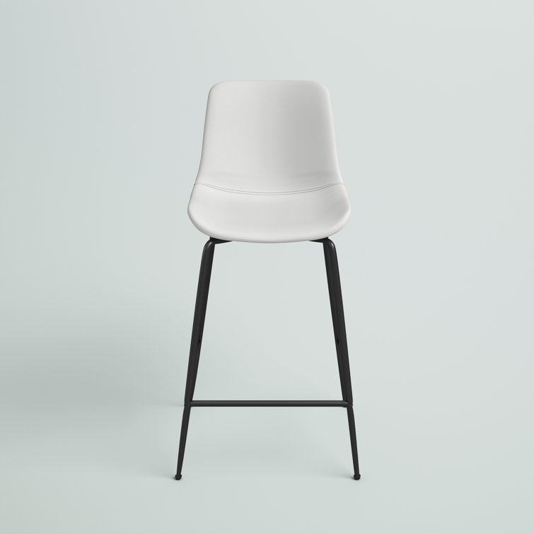 Byron Contemporary White Leather & Metal Bar Stool