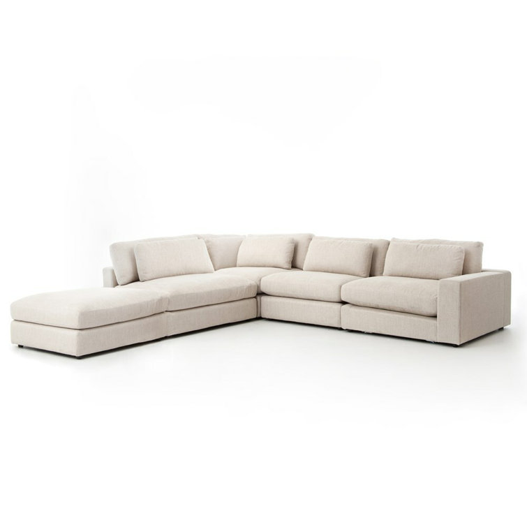 Essence Natural 131" Beige 4-Piece Sectional Sofa with Ottoman