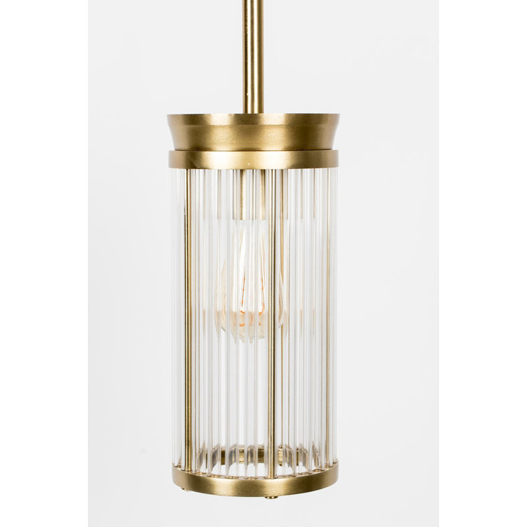 Elysian 13'' Brass Single Cylinder Pendant with Clear Glass Shade