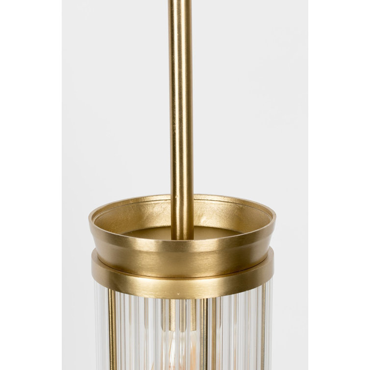 Elysian 13'' Brass Single Cylinder Pendant with Clear Glass Shade