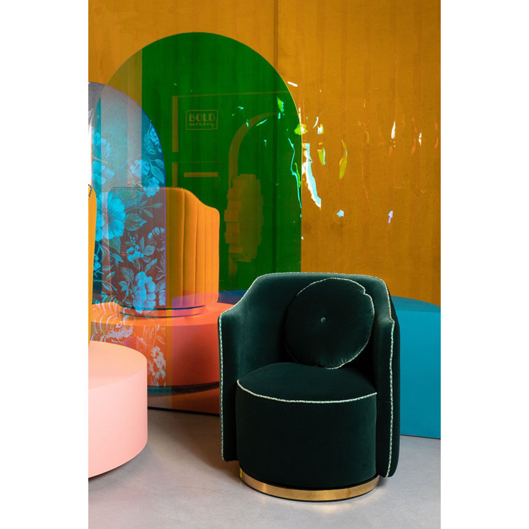 Elegant Dark Green Velvet Swivel Barrel Chair