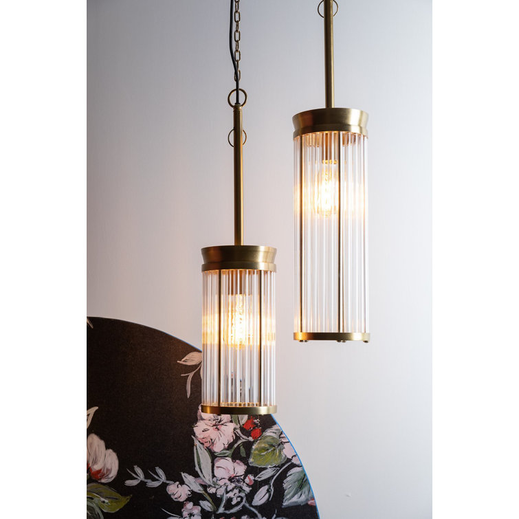 Elysian 13'' Brass Single Cylinder Pendant with Clear Glass Shade