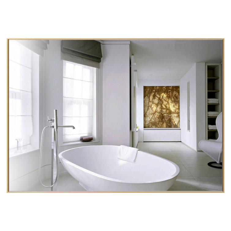 Elegant Gold Aluminum Framed 48"x36" Rectangular Vanity Mirror