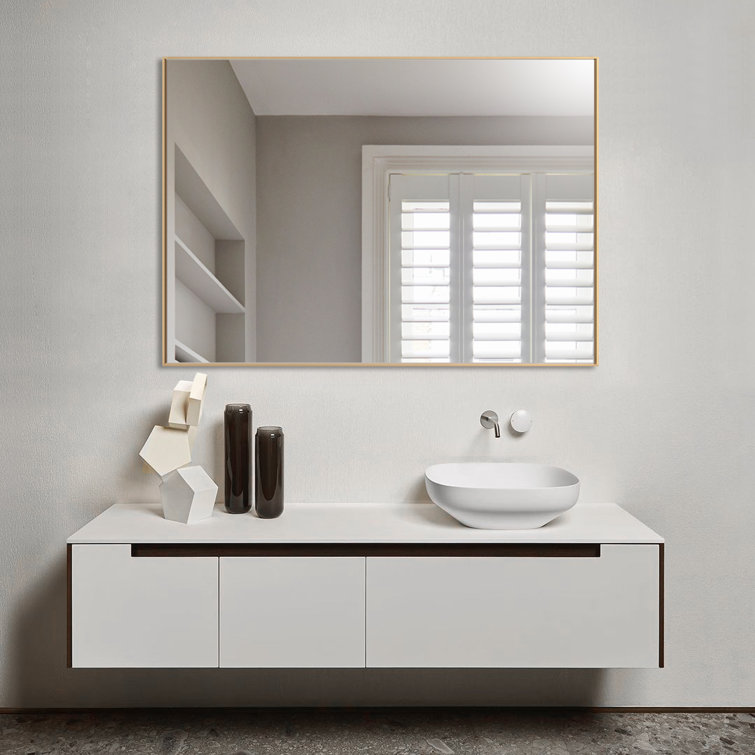Sleek Modern 40"x24" Gold Aluminum Framed Vanity Mirror