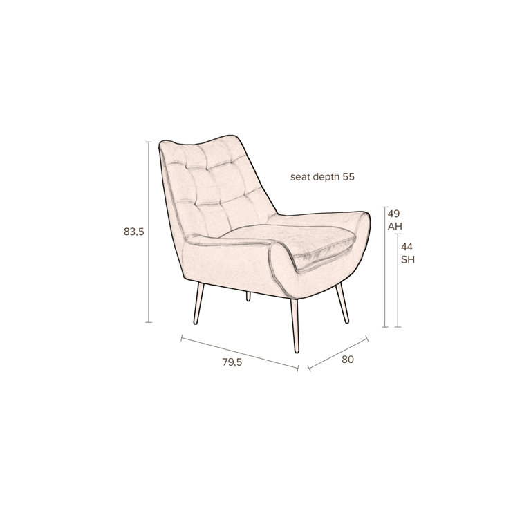 Amber Tufted Back Solid Wood Eucalyptus Lounge Chair
