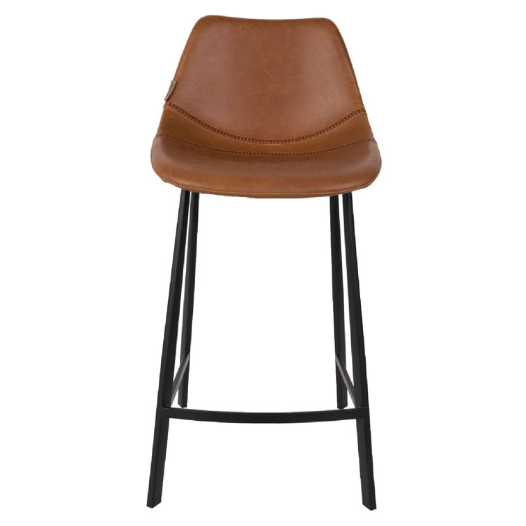 Brown Faux Leather and Steel 26'' Counter Stool Set