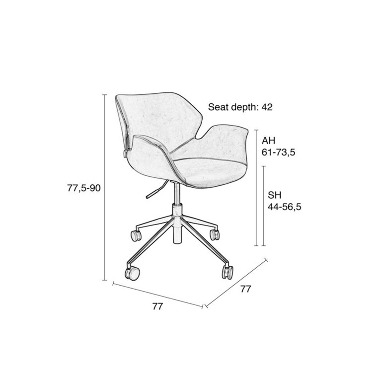 Black Faux Leather Adjustable Task Chair with Steel Frame