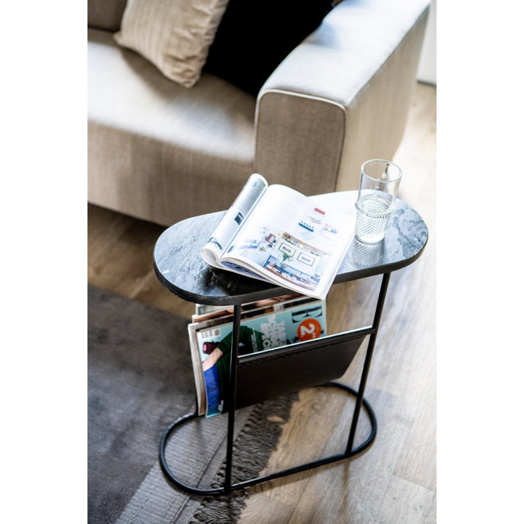 Daily Black Metal Magazine Rack End Table