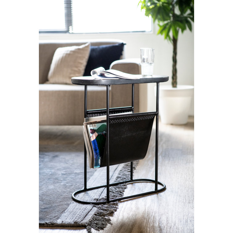 Daily Black Metal Magazine Rack End Table
