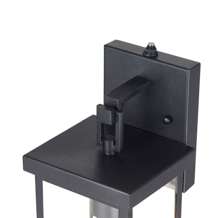 Black Metal and Glass Outdoor Wall Lantern Sconce with Photocell