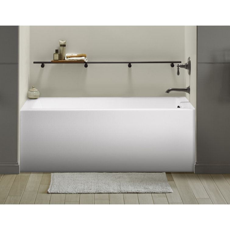 White Acrylic 60" x 32" Rectangular Alcove Soaking Bathtub