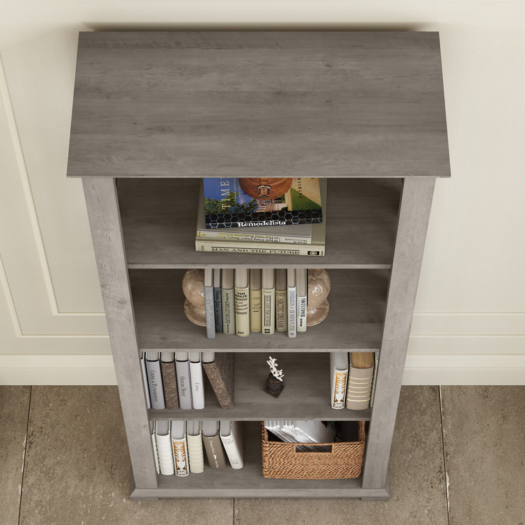 Homestead Driftwood Gray 4-Shelf Adjustable Farmhouse Bookcase