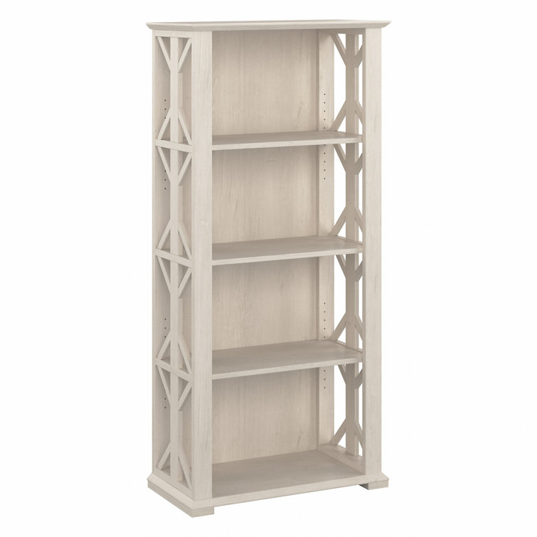 Adjustable Linen White Oak 66" Farmhouse Bookcase