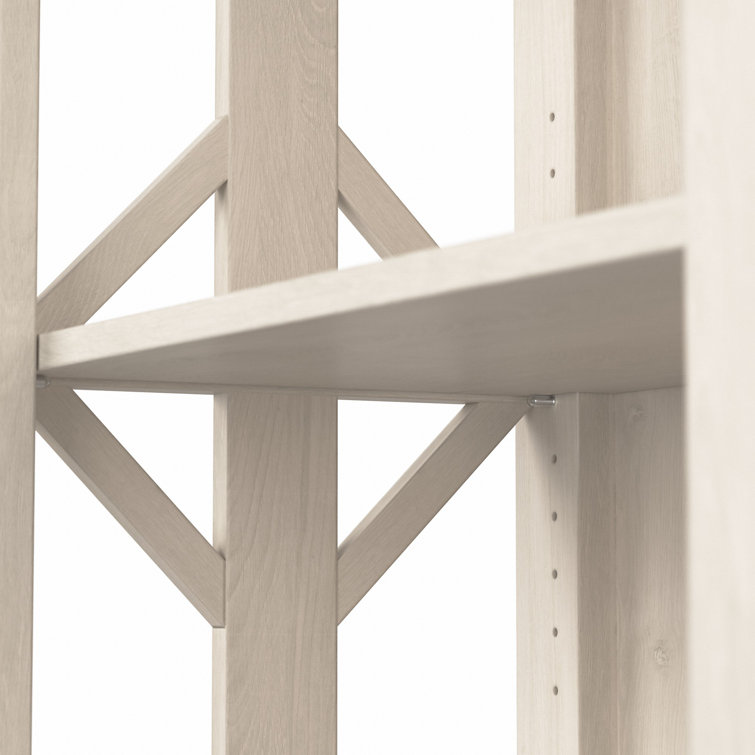 Adjustable Linen White Oak 66" Farmhouse Bookcase