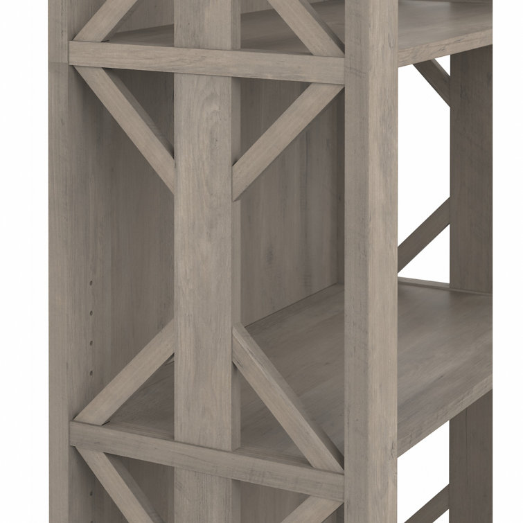 Homestead Driftwood Gray 4-Shelf Adjustable Farmhouse Bookcase