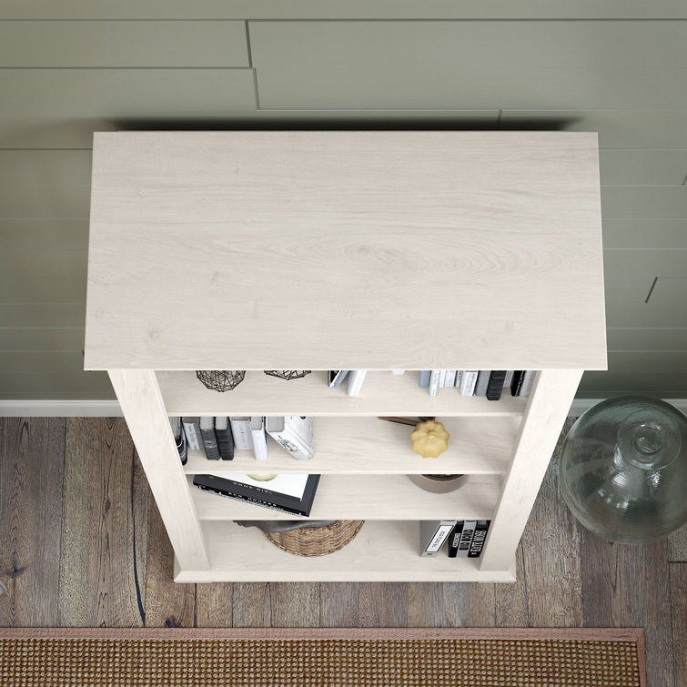 Adjustable Linen White Oak 66" Farmhouse Bookcase
