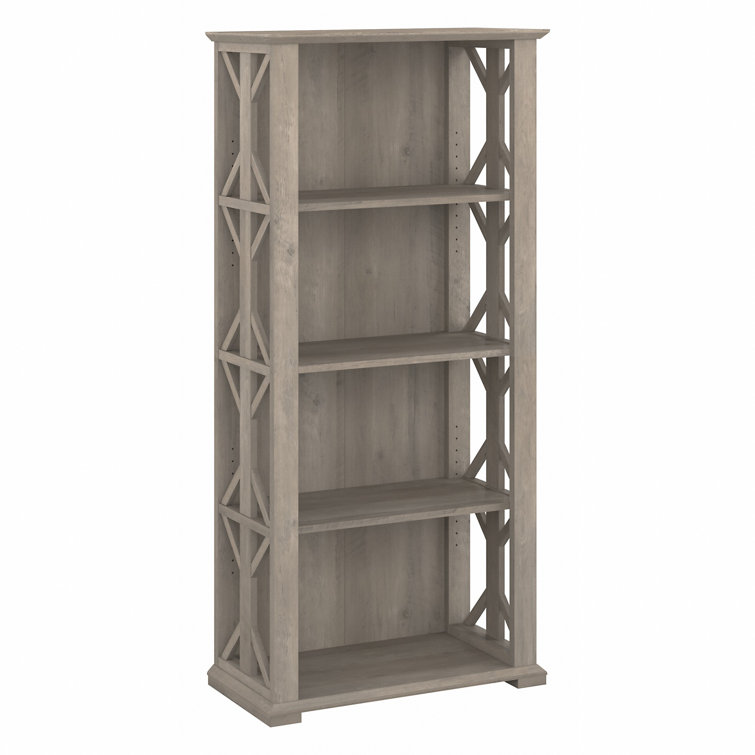 Homestead Driftwood Gray 4-Shelf Adjustable Farmhouse Bookcase