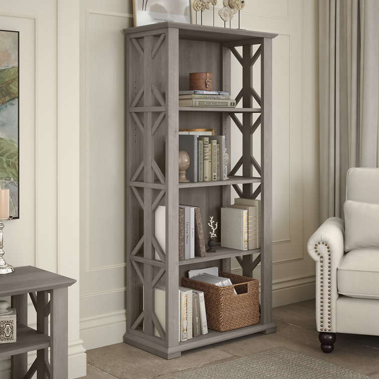 Homestead Driftwood Gray 4-Shelf Adjustable Farmhouse Bookcase