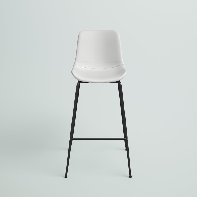 Byron Contemporary White Leather & Metal Bar Stool