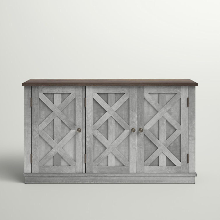 48 in. Rustic Off-White Wood TV Stand with Cabinet