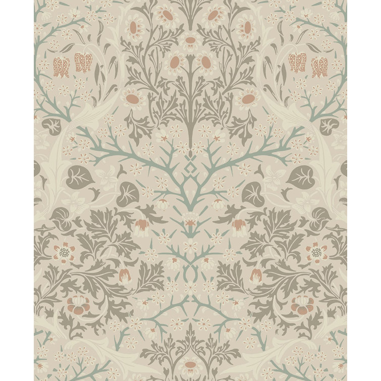 Lunar Rock & Clay Floral Damask Peel and Stick Wallpaper