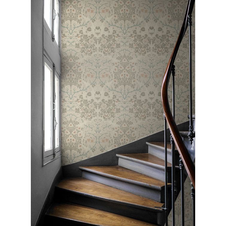 Lunar Rock & Clay Floral Damask Peel and Stick Wallpaper