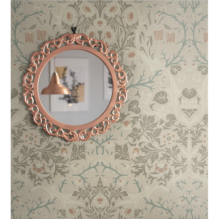 Lunar Rock & Clay Floral Damask Peel and Stick Wallpaper