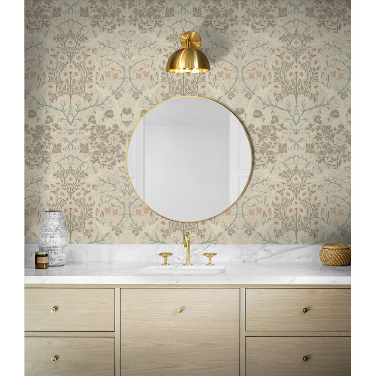 Lunar Rock & Clay Floral Damask Peel and Stick Wallpaper