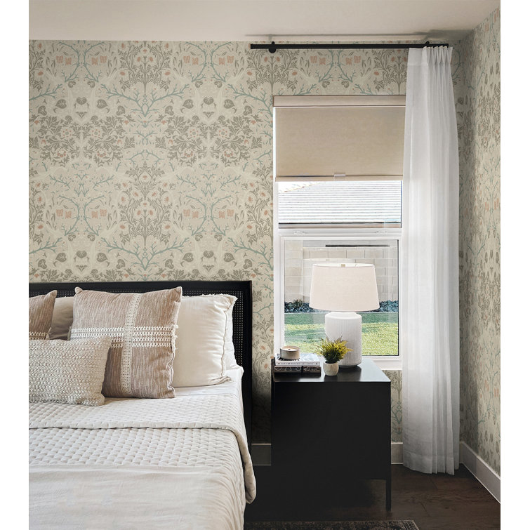 Lunar Rock & Clay Floral Damask Peel and Stick Wallpaper